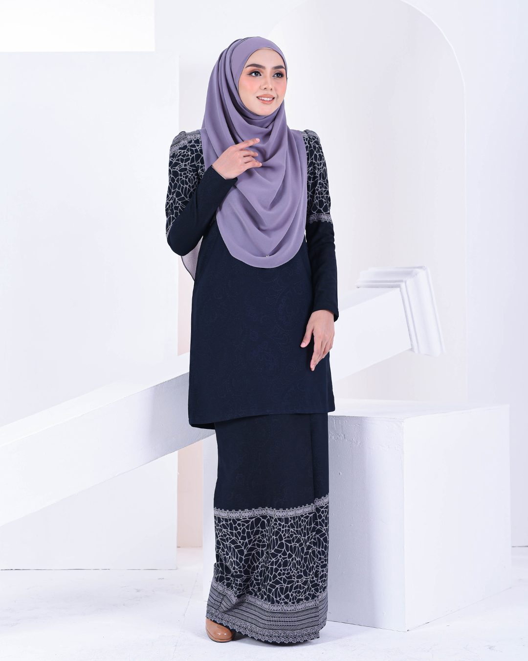 Baju Kurung Puffy Raudhah - Midnight Blue