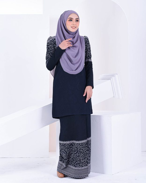 Baju Kurung Puffy Raudhah - Midnight Blue
