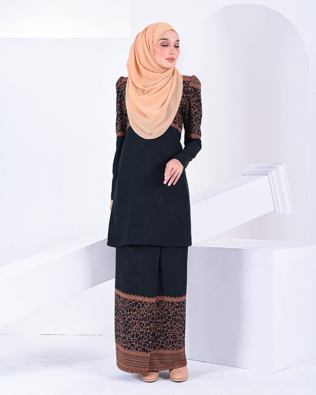 Baju Kurung Puffy Raudhah - Woody Brown