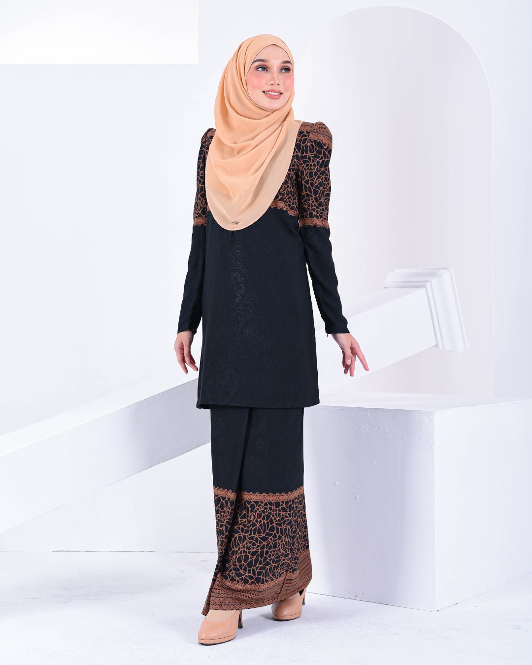 Baju Kurung Puffy Raudhah - Woody Brown