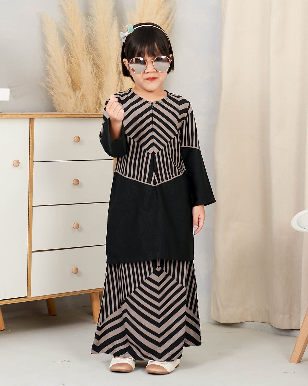 Baju Kurung Pahang Rauha Kids - Dove Grey