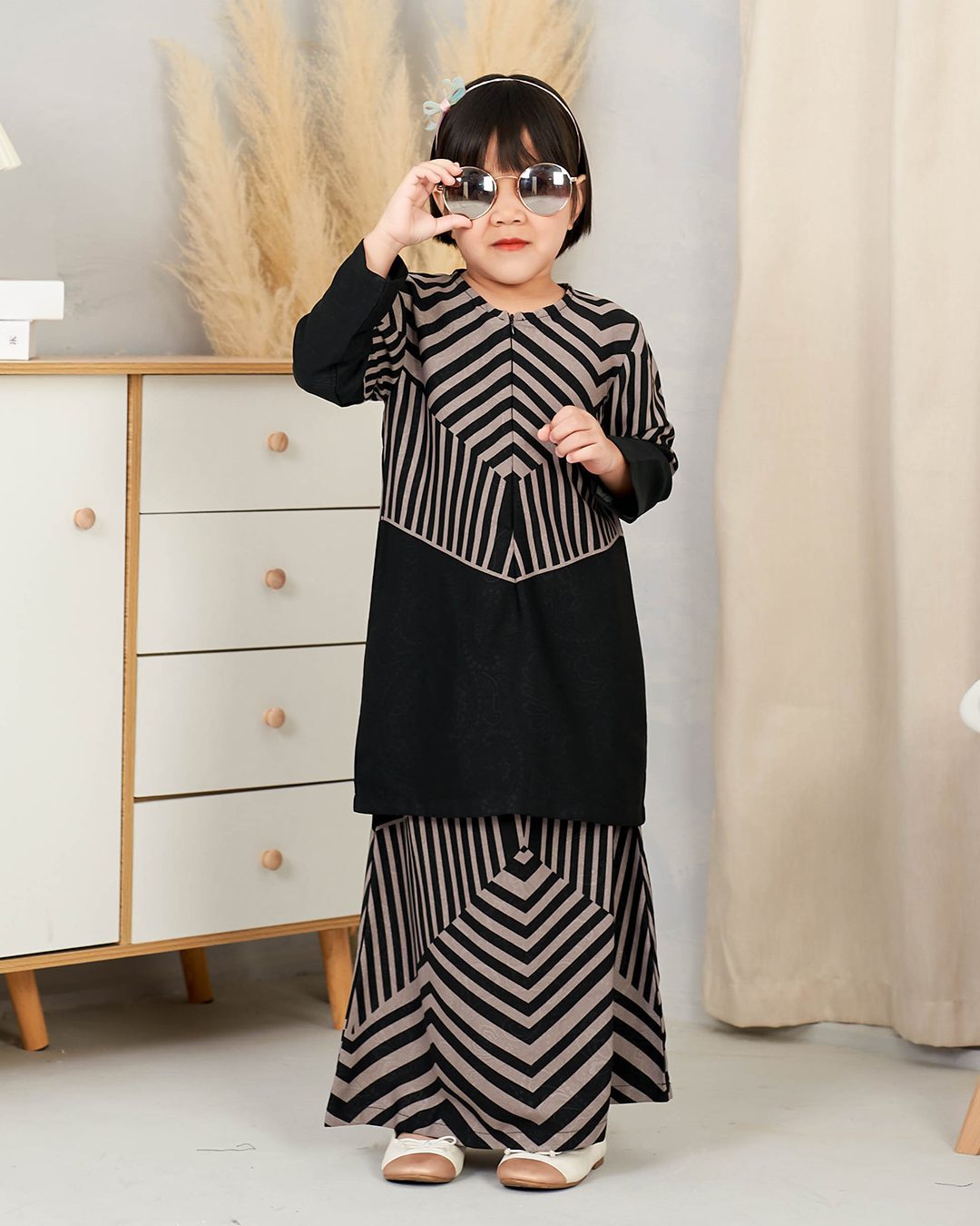 Baju Kurung Pahang Rauha Kids - Dove Grey