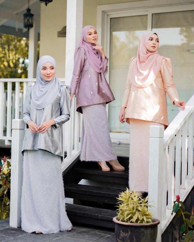 Baju Kurung Puffy Ameldy - Silver Pearl