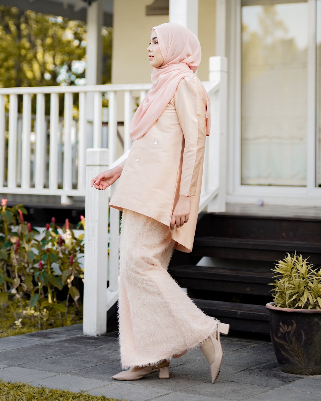 Baju Kurung Puffy Ameldy - Cantaloupe Pearl