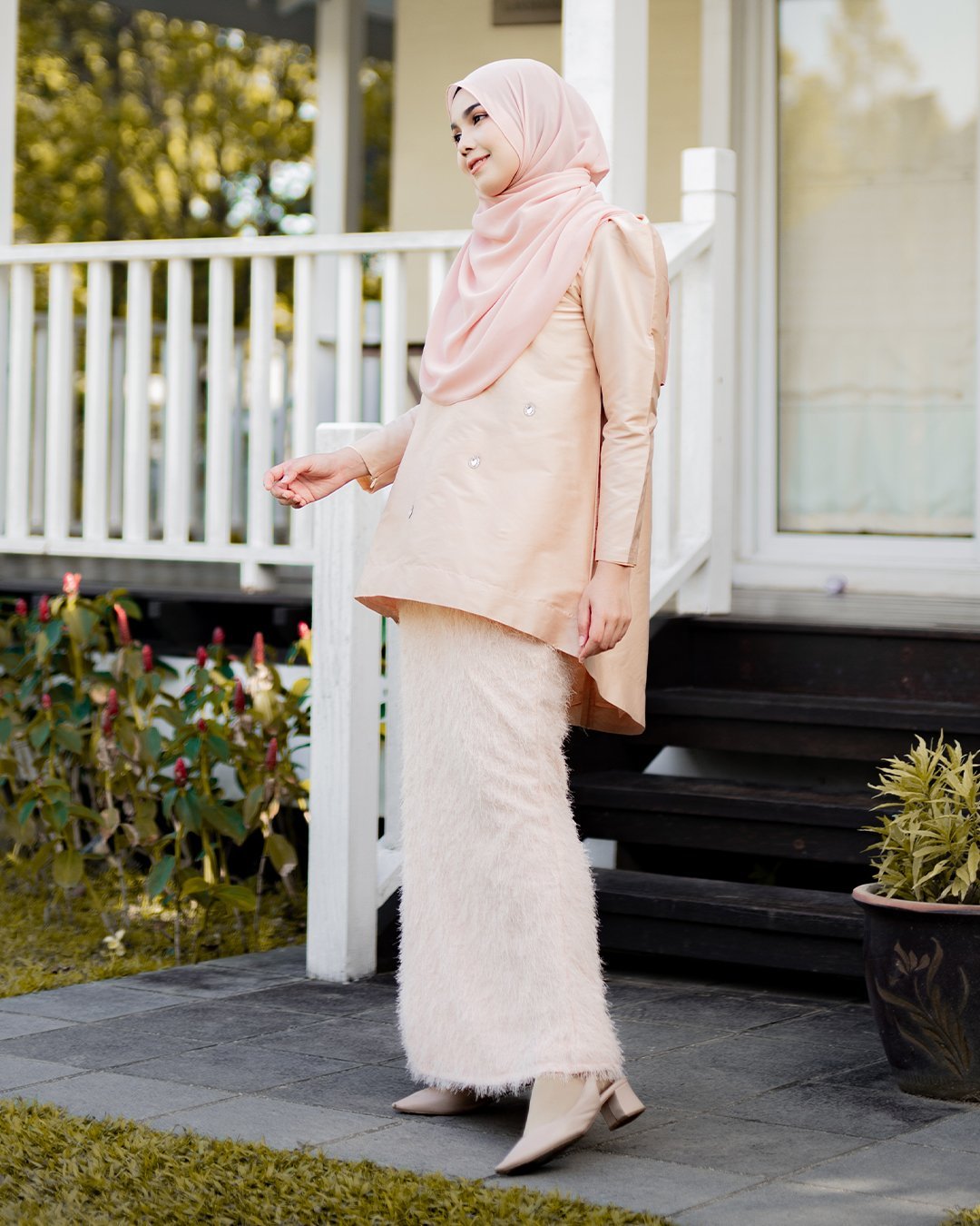 Baju Kurung Puffy Ameldy - Cantaloupe Pearl