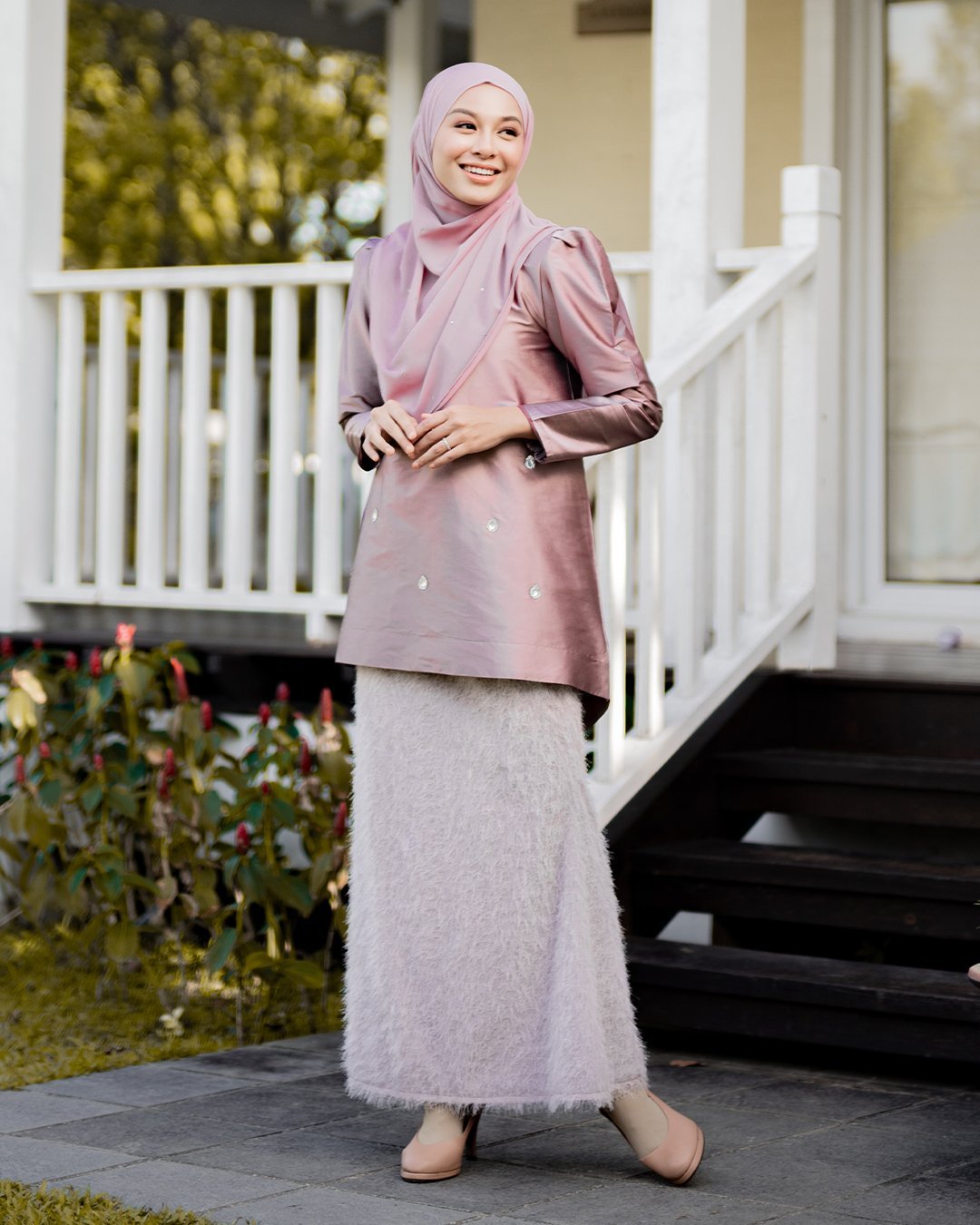 Baju Kurung Puffy Ameldy - Mauve Pearl