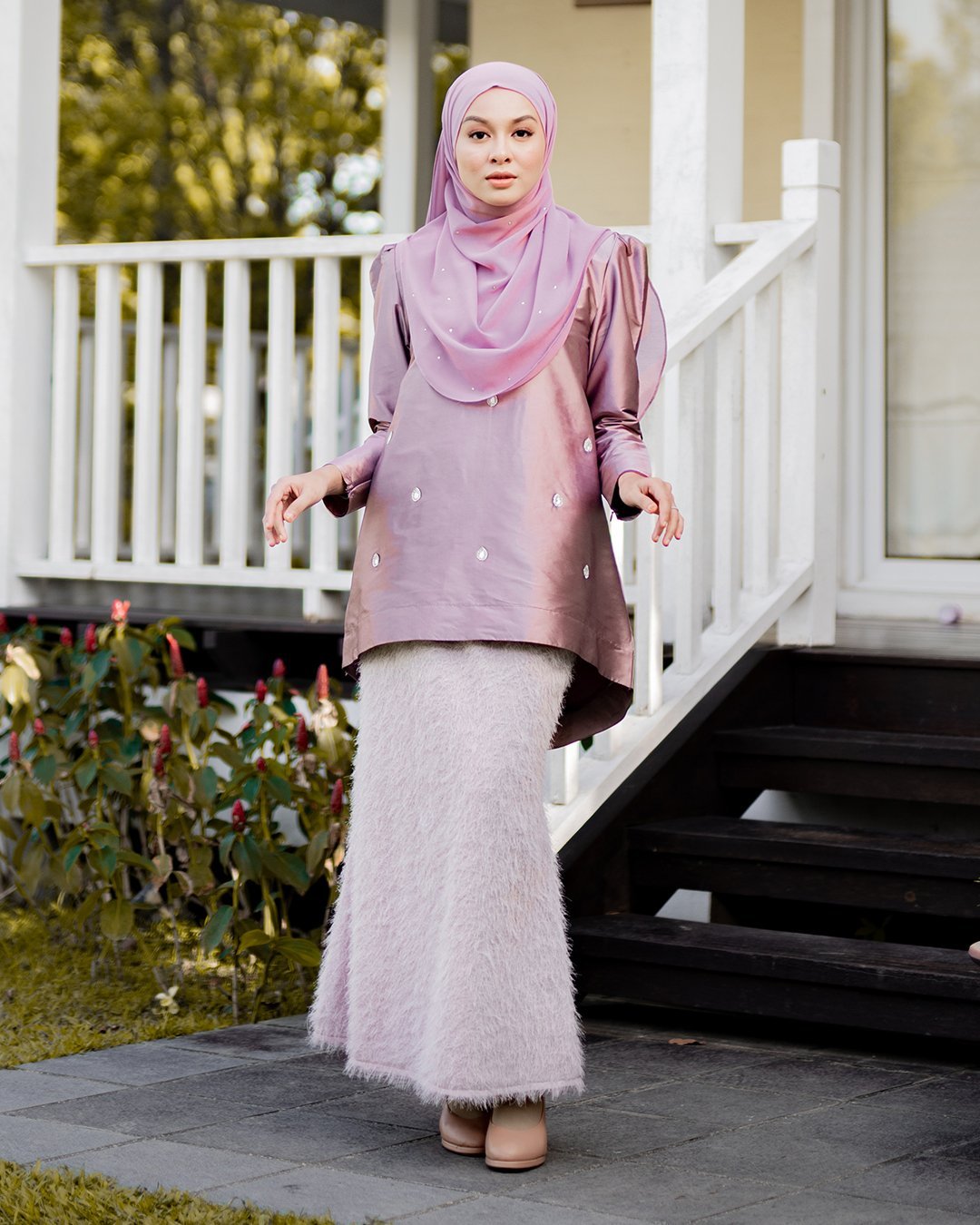 Baju Kurung Puffy Ameldy - Mauve Pearl