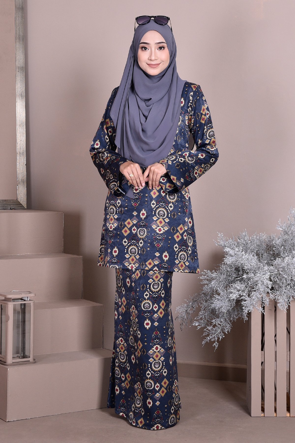 Baju Kurung Puteri Kedah Kayla - Ancient Blue