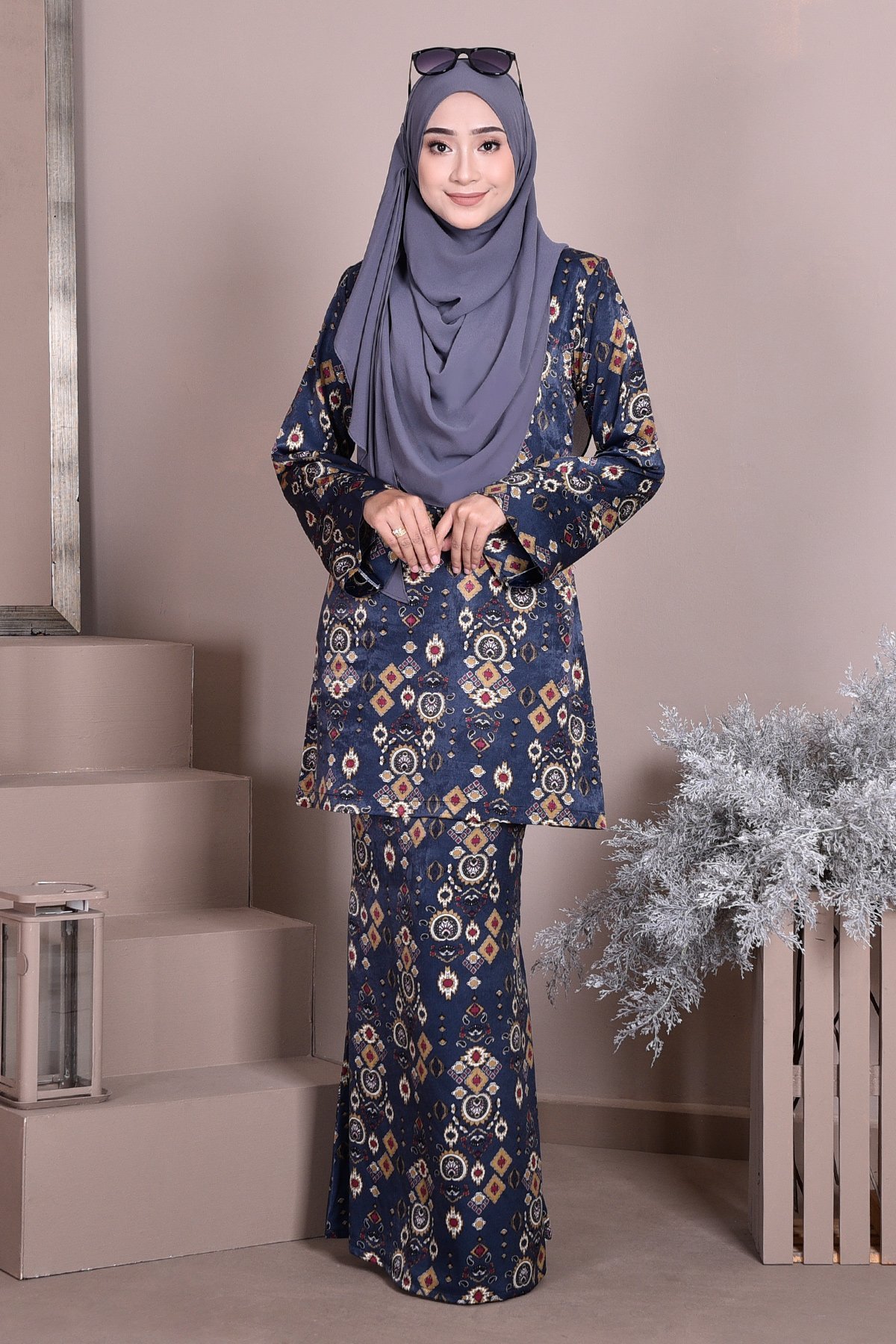 Baju Kurung Puteri Kedah Kayla - Ancient Blue