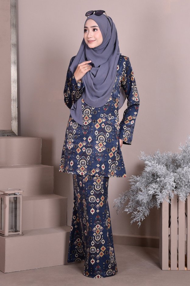 Baju Kurung Puteri Kedah Kayla - Ancient Blue