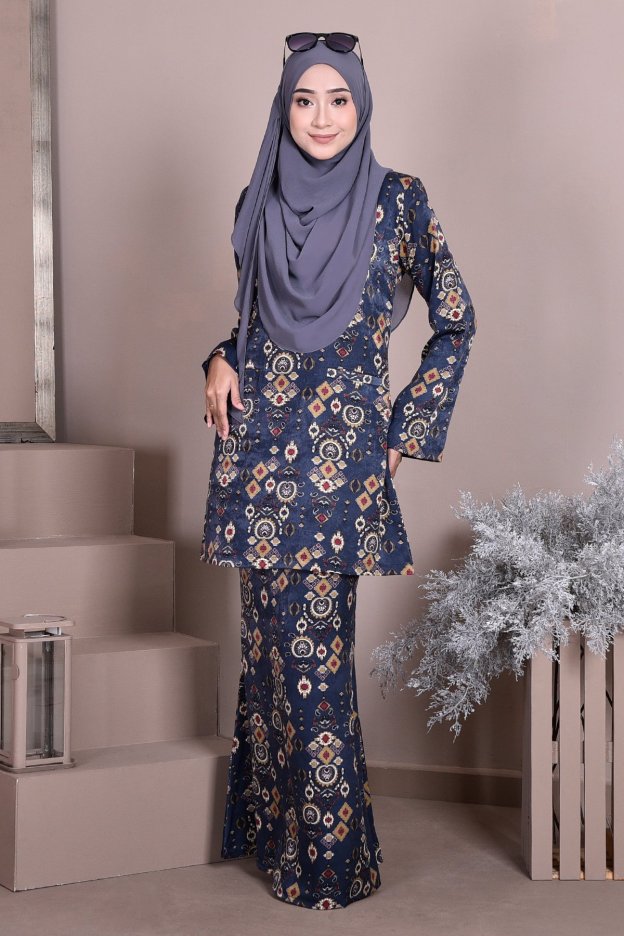 Baju Kurung Puteri Kedah Kayla - Ancient Blue