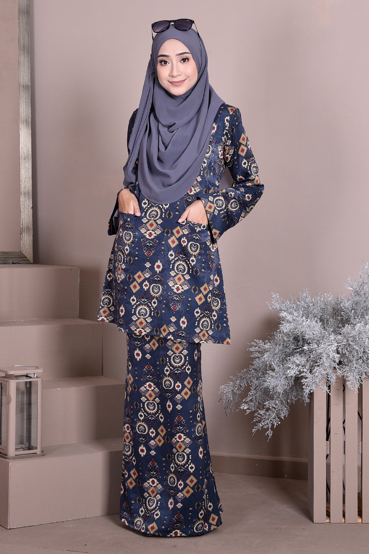 Baju Kurung Puteri Kedah Kayla - Ancient Blue