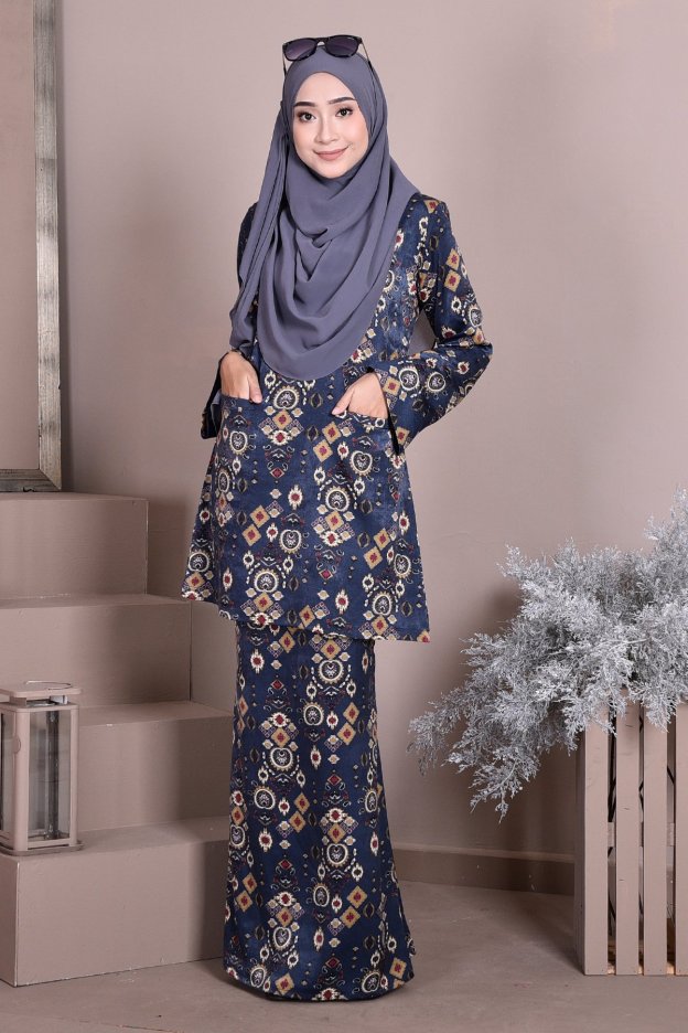 Baju Kurung Puteri Kedah Kayla - Ancient Blue