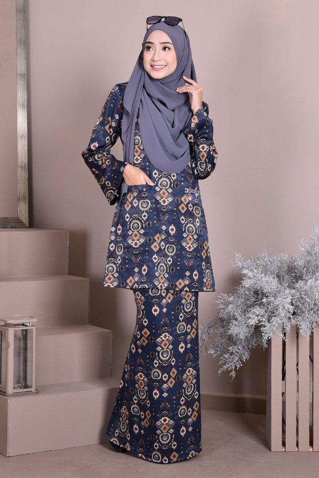 Baju Kurung Puteri Kedah Kayla - Ancient Blue