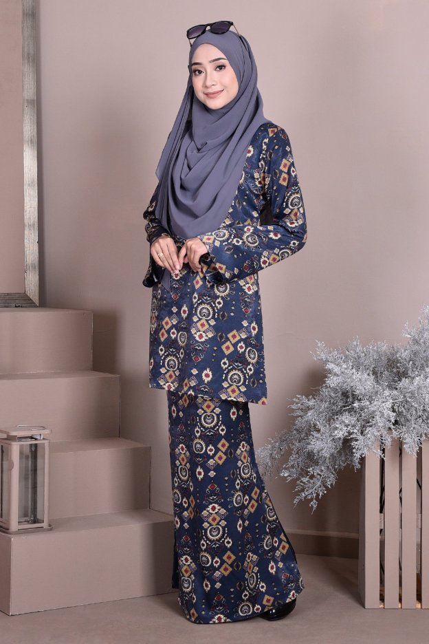 Baju Kurung Puteri Kedah Kayla - Ancient Blue