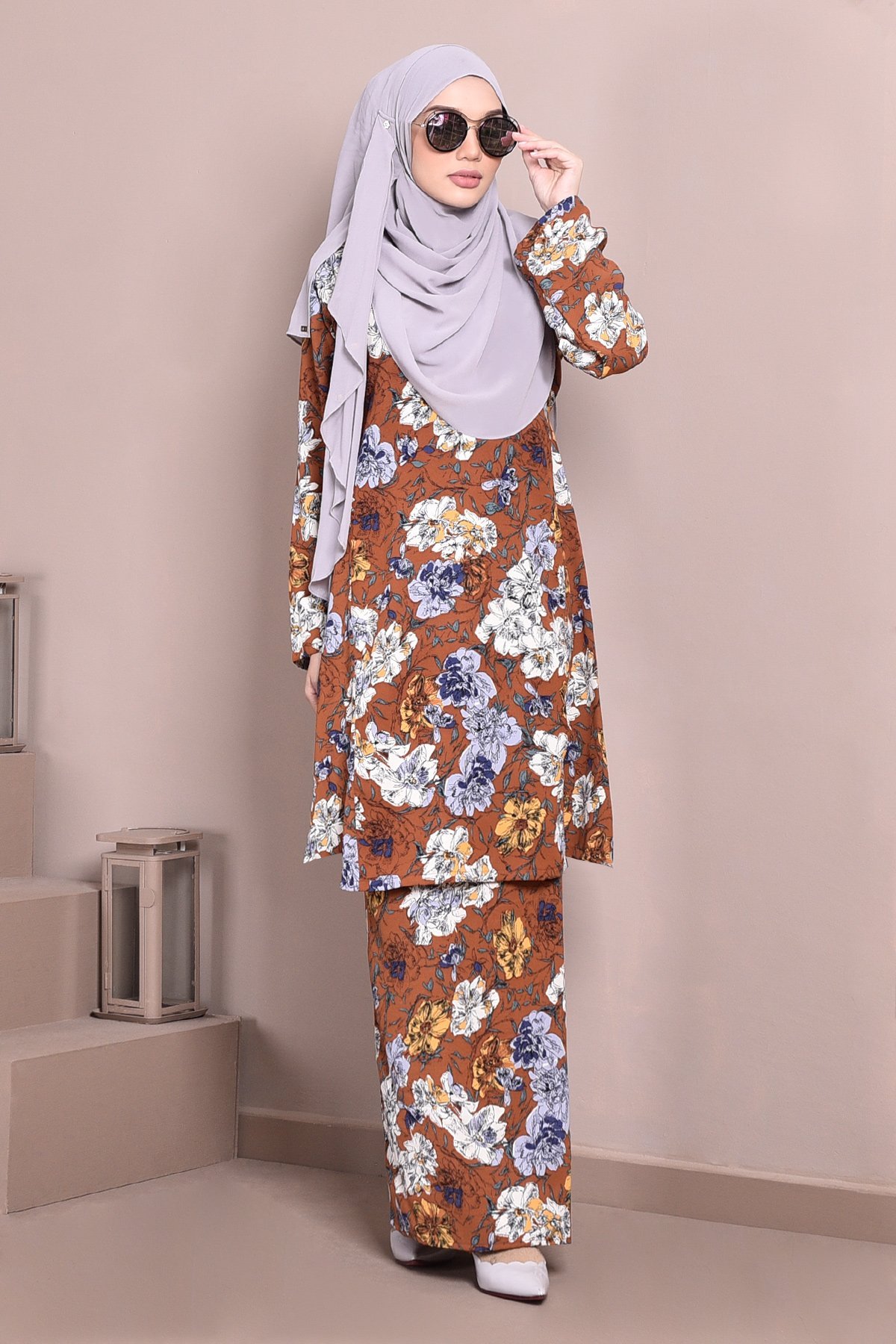 Baju Kurung Puteri Pahang Pandora - Cinnamon Brown