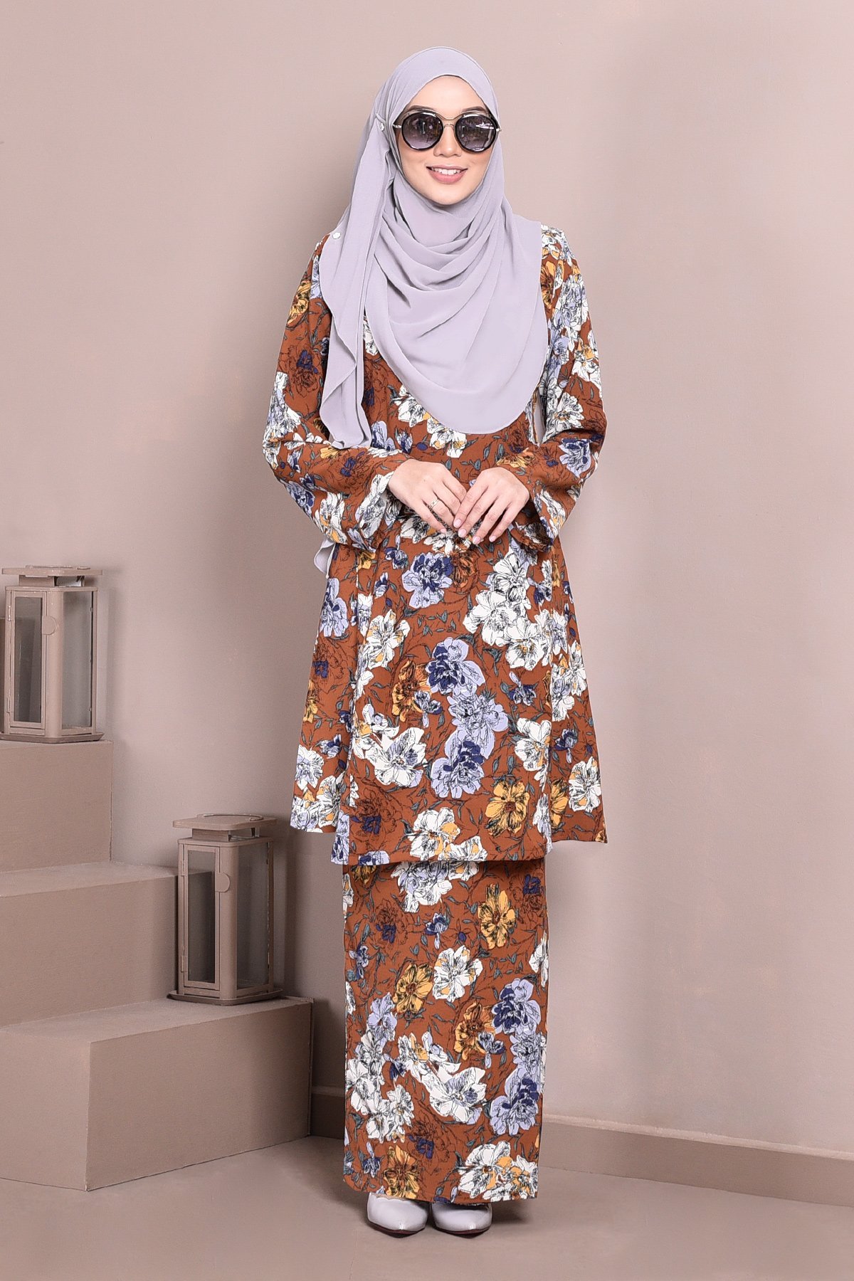 Baju Kurung Puteri Pahang Pandora - Cinnamon Brown