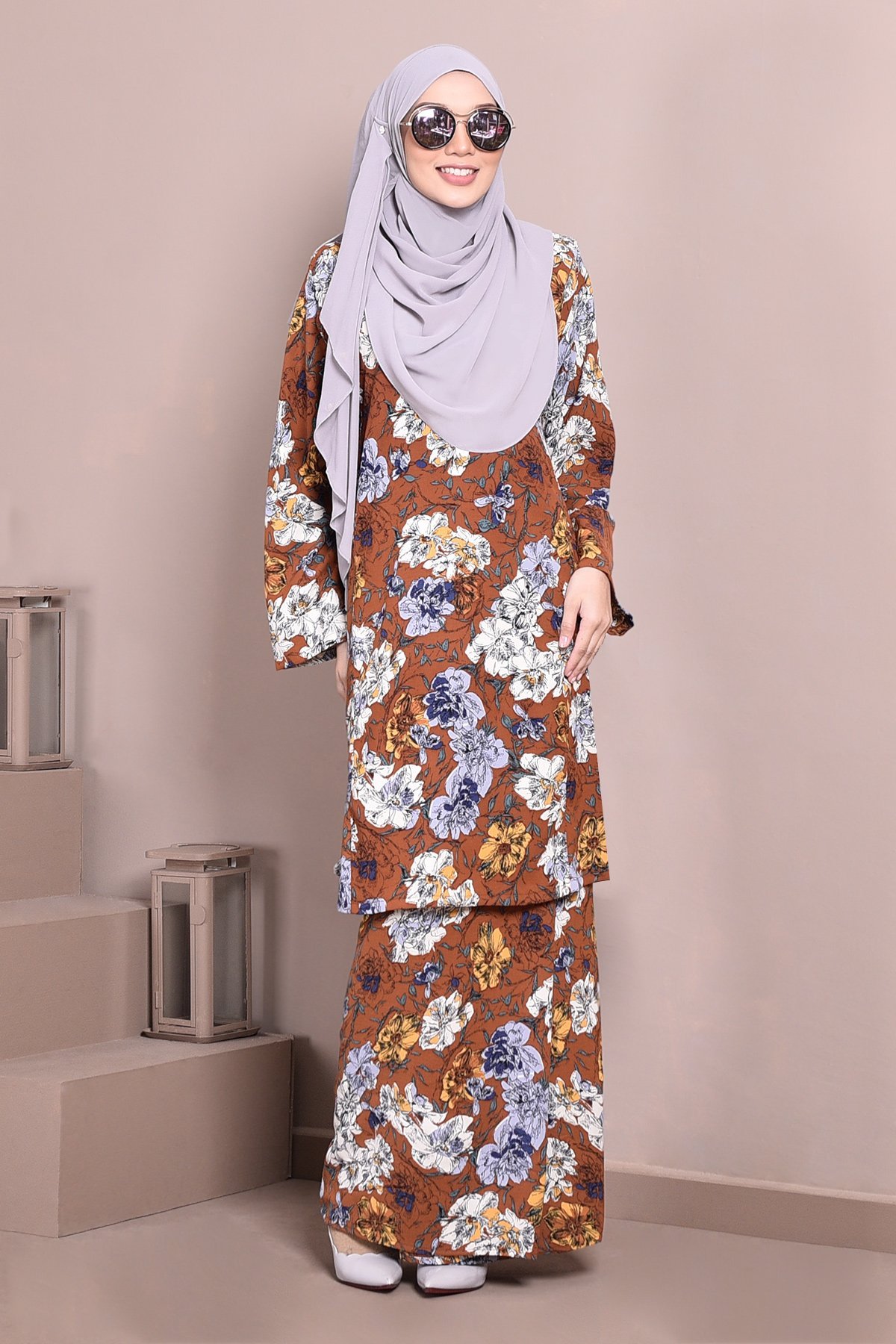 Baju Kurung Puteri Pahang Pandora - Cinnamon Brown