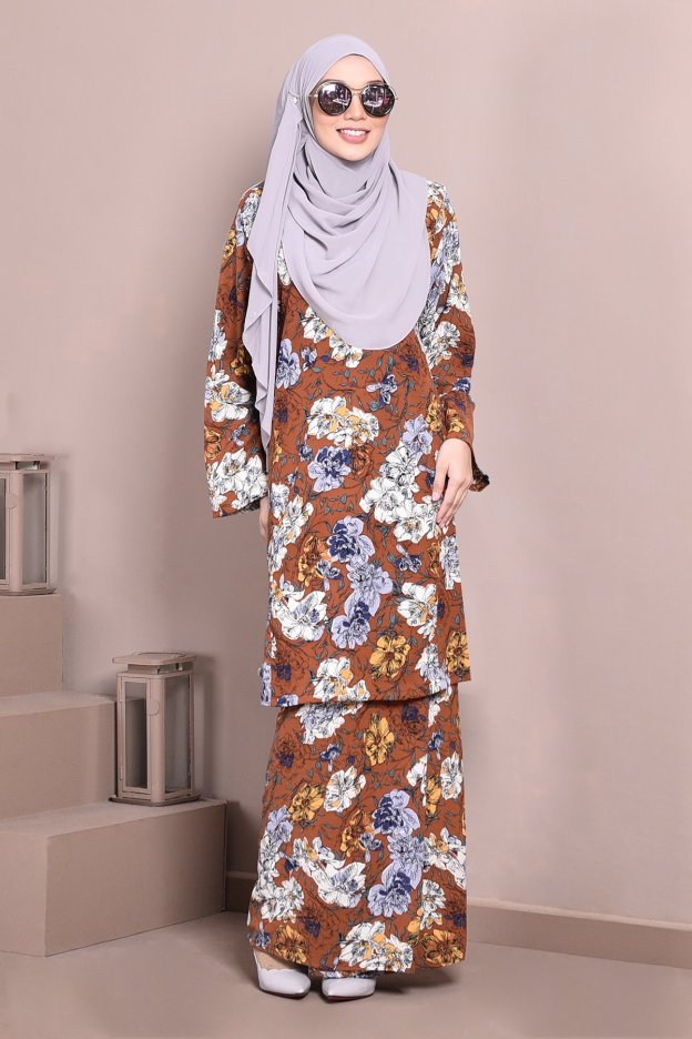 Baju Kurung Puteri Pahang Pandora - Cinnamon Brown