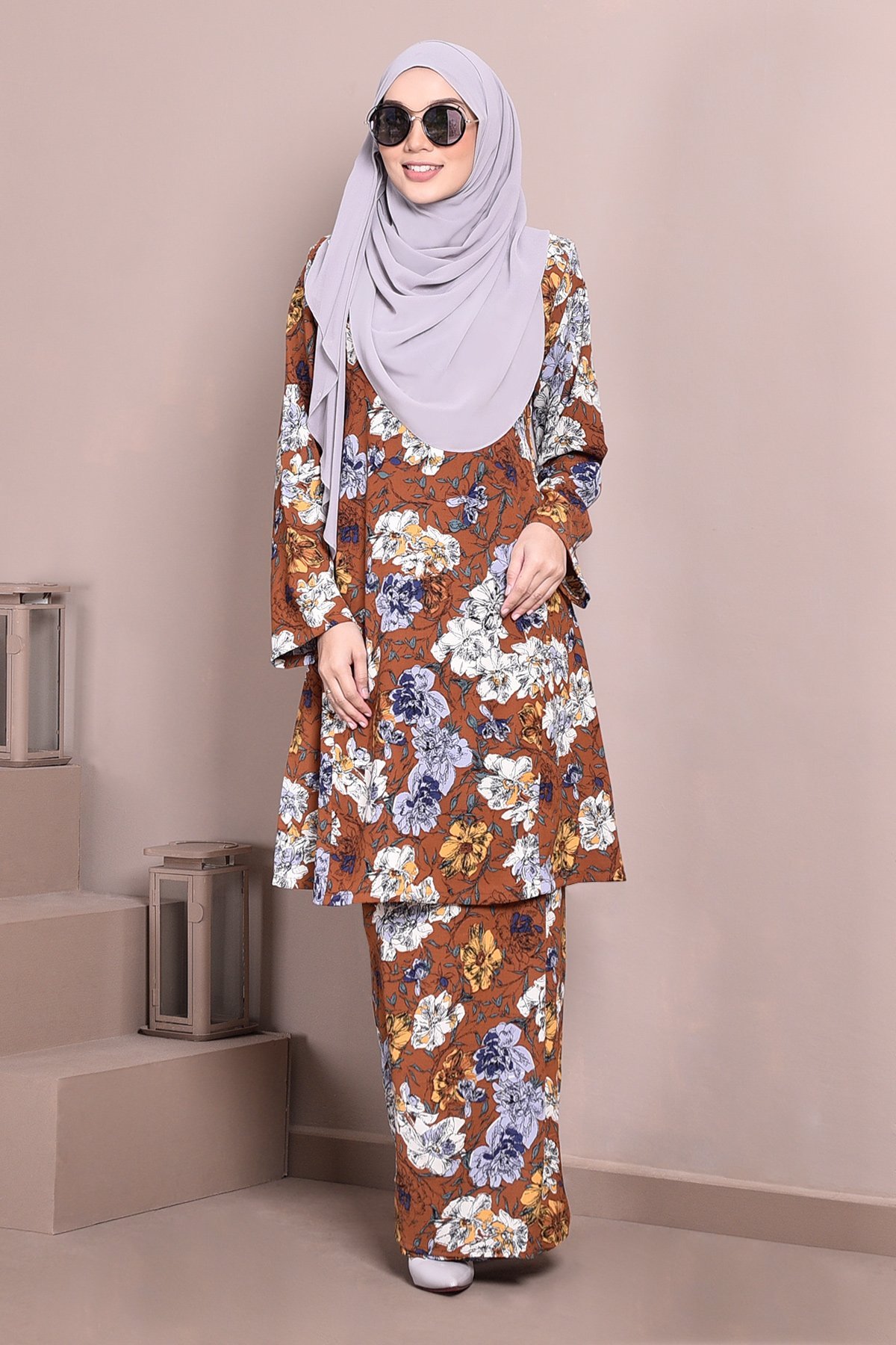 Baju Kurung Puteri Pahang Pandora - Cinnamon Brown