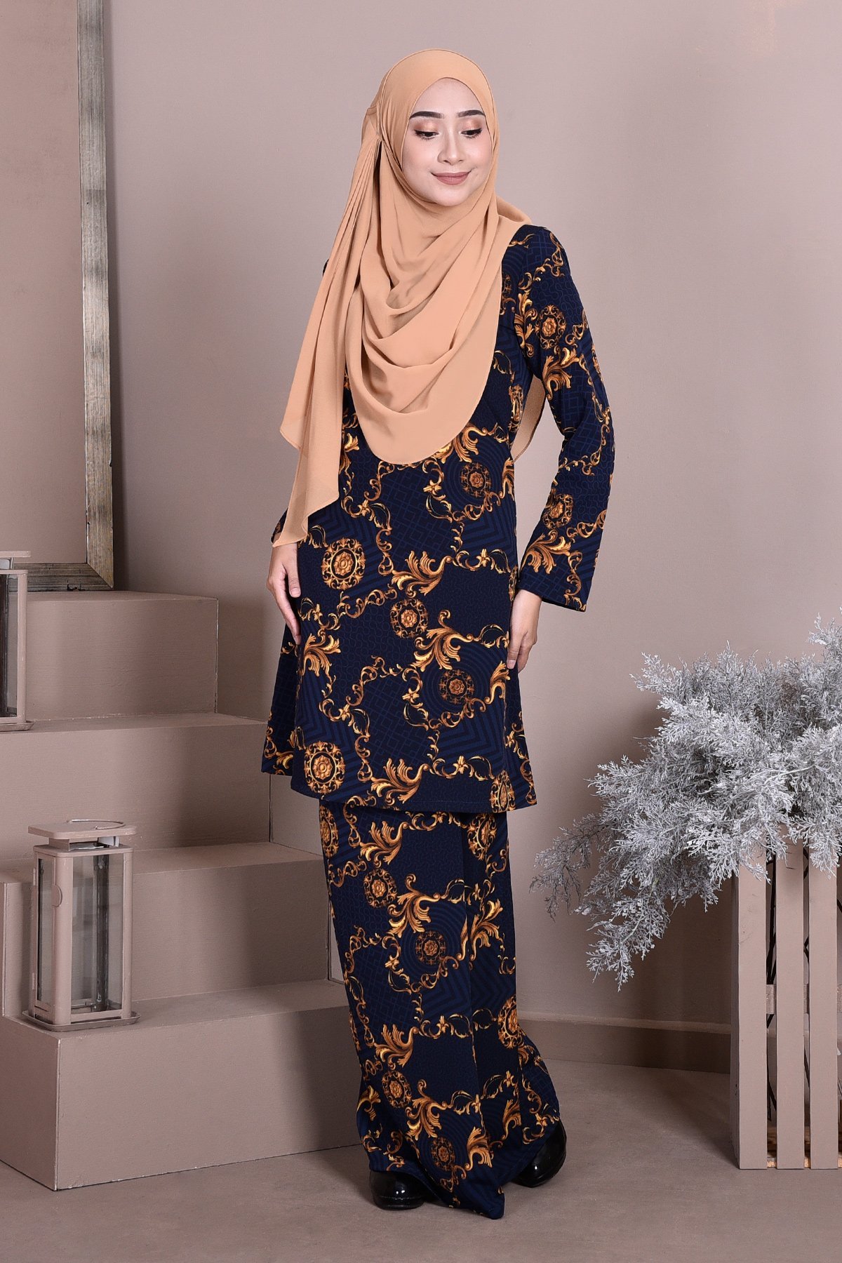 Baju Kurung Puteri Pahang Penelope - Deep Blue