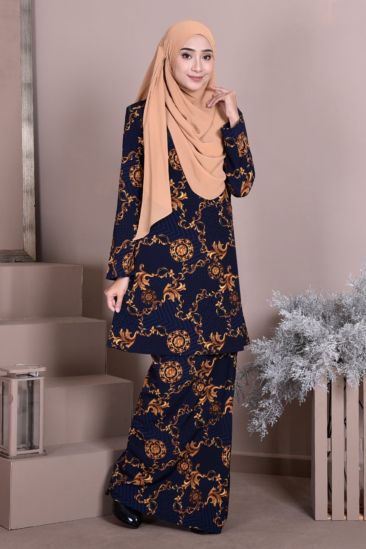 Baju Kurung Puteri Pahang Penelope - Deep Blue