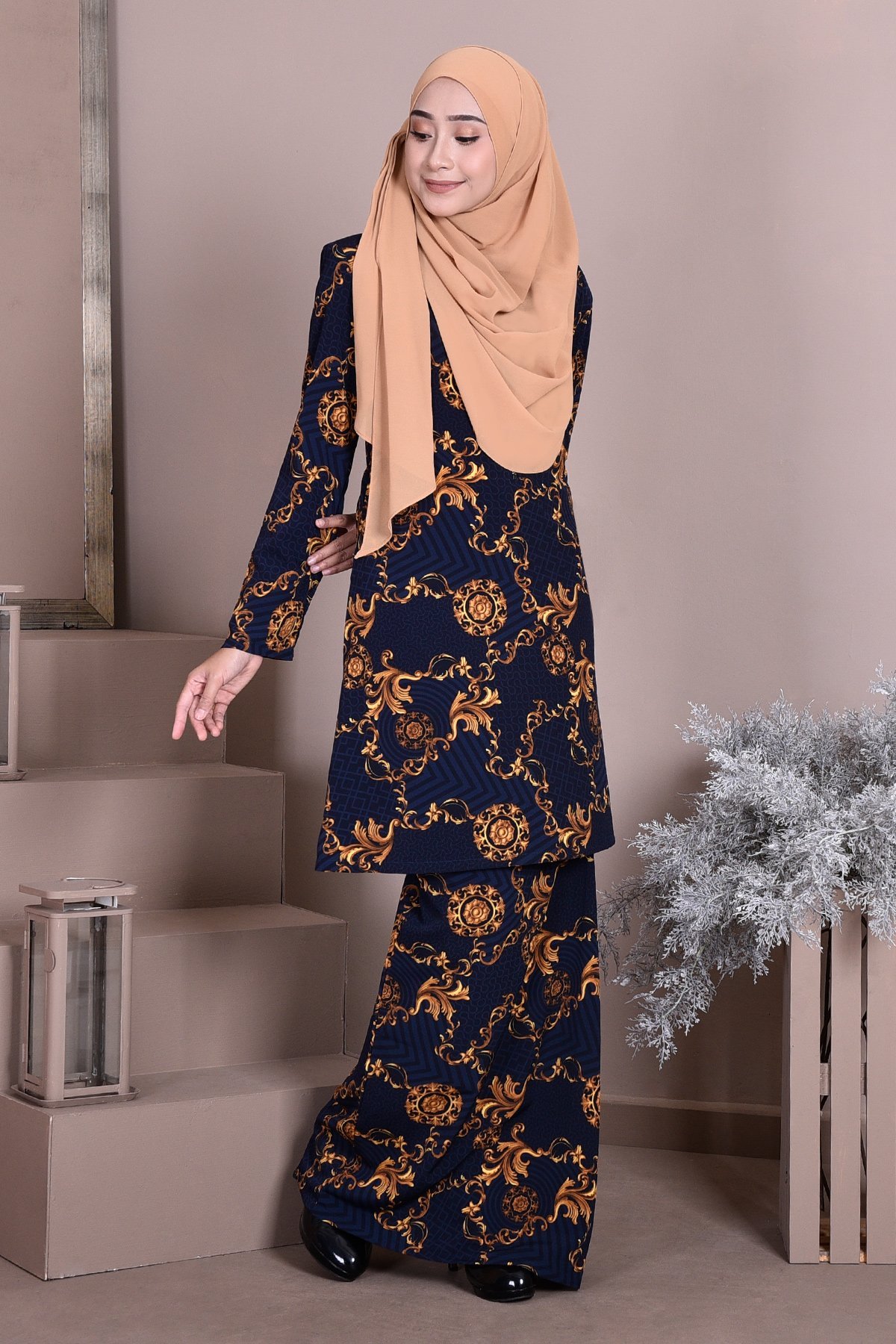 Baju Kurung Puteri Pahang Penelope - Deep Blue
