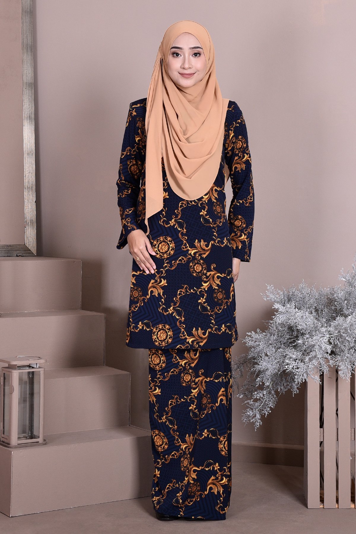 Baju Kurung Puteri Pahang Penelope - Deep Blue