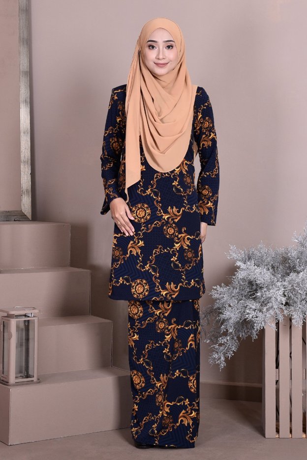 Baju Kurung Puteri Pahang Penelope - Deep Blue