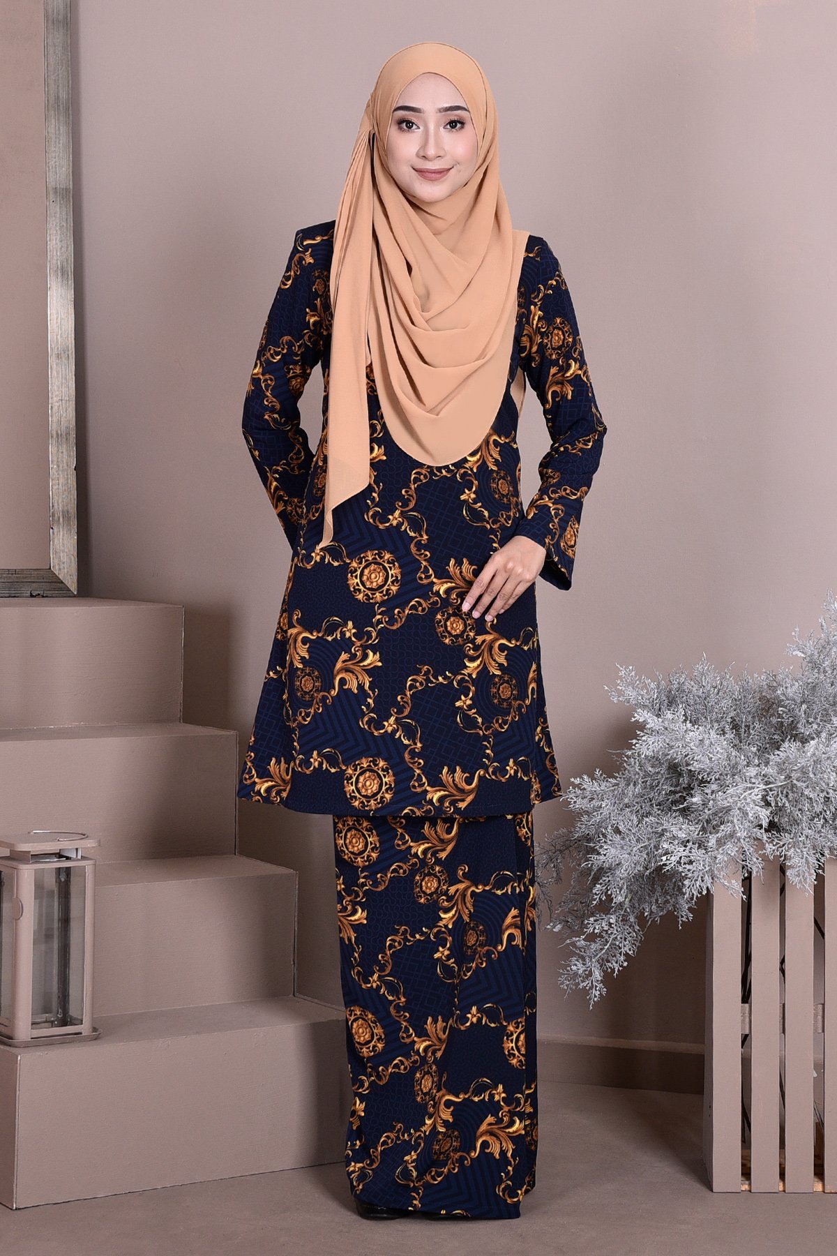 Baju Kurung Puteri Pahang Penelope - Deep Blue