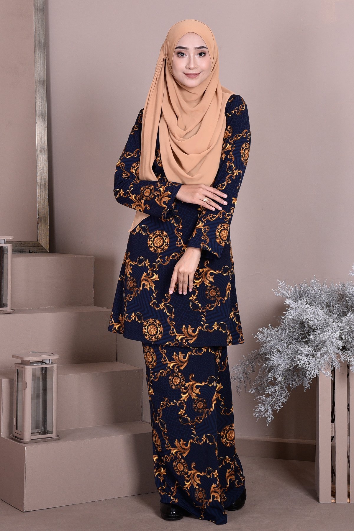 Baju Kurung Puteri Pahang Penelope - Deep Blue