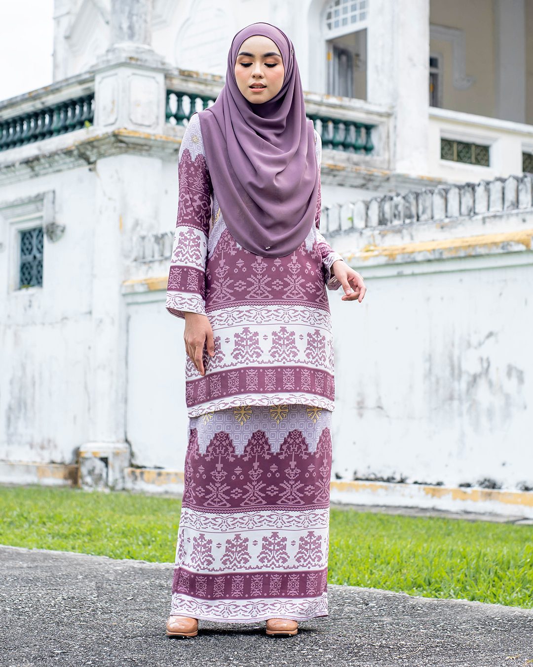 Baju Kurung Batik Renila - Thistle Purple