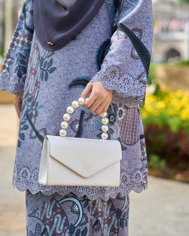 Baju Kurung Riau Batik Lasercut Haiza – Alpine Grey