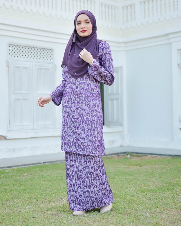 Baju Kurung Riau Lace Greece - Lavender Purple