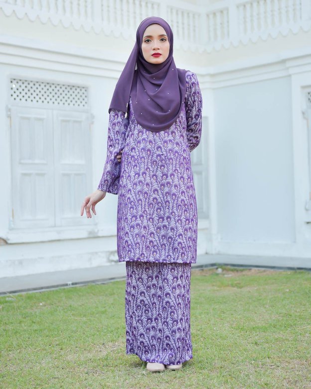 Baju Kurung Riau Lace Greece - Lavender Purple