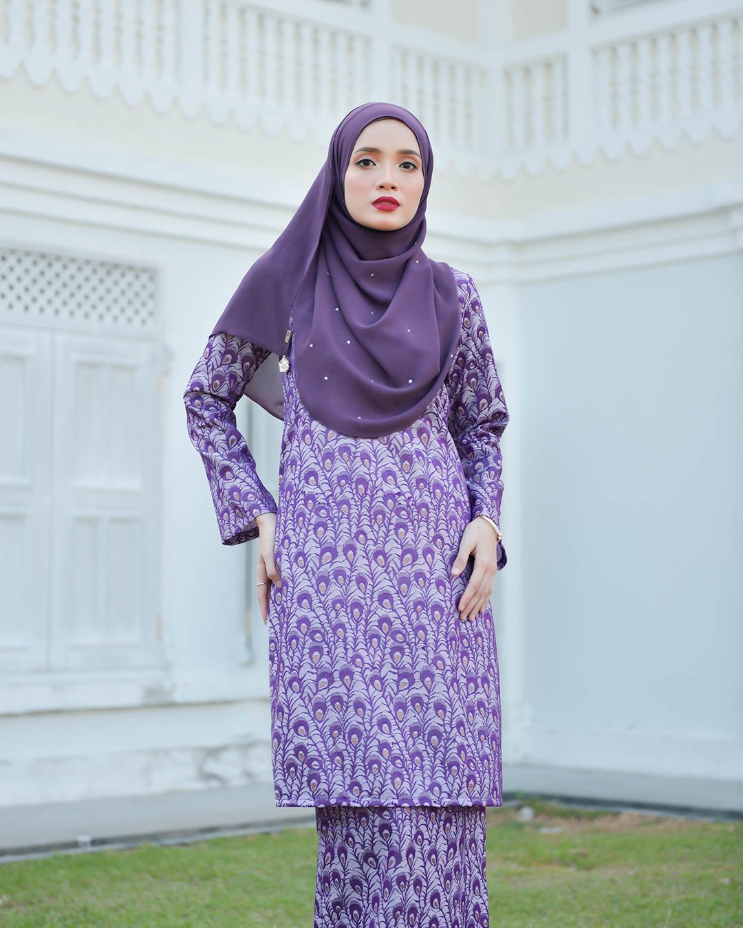 Baju Kurung Riau Lace Greece - Lavender Purple
