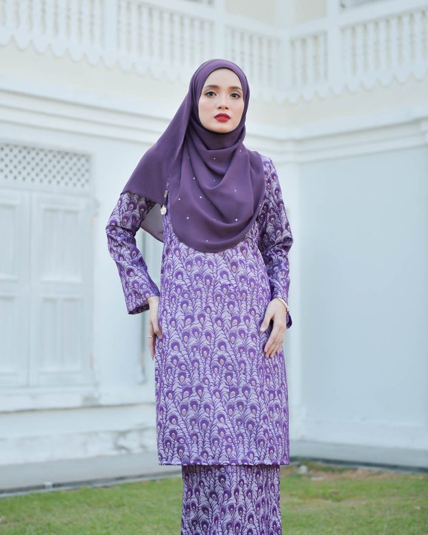 Baju Kurung Riau Lace Greece - Lavender Purple