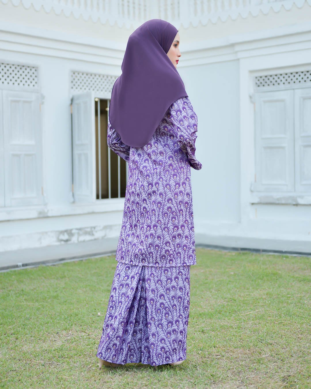 Baju Kurung Riau Lace Greece - Lavender Purple