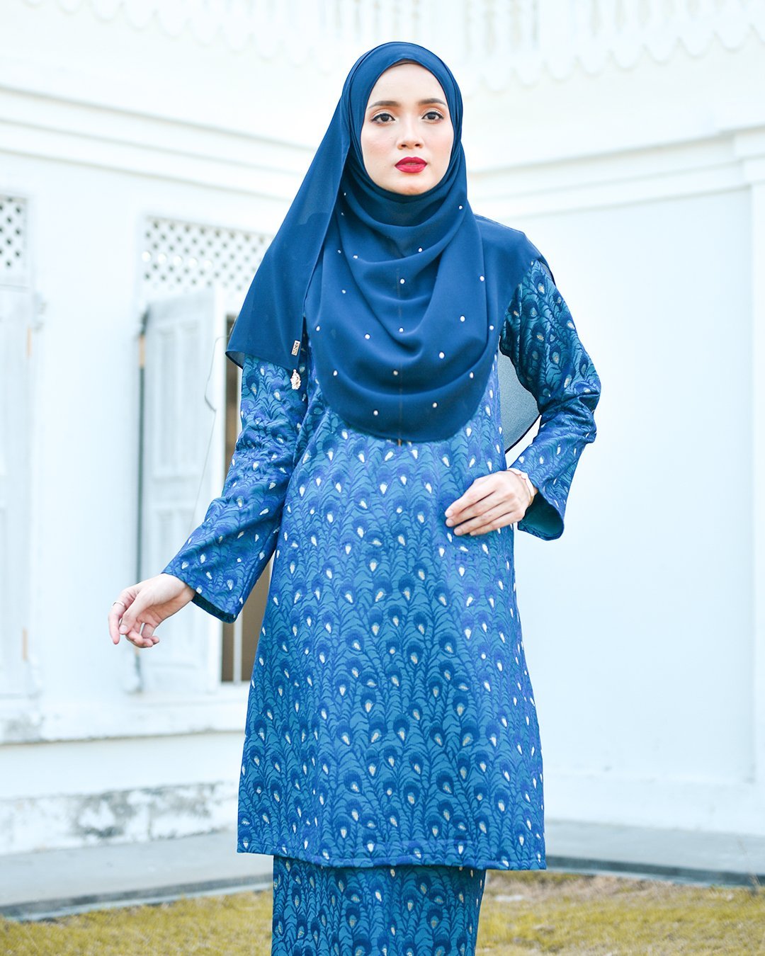 Baju Kurung Riau Lace Greece - Sea Blue