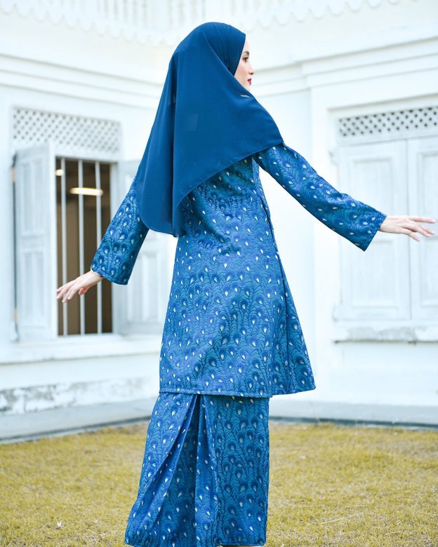 Baju Kurung Riau Lace Greece - Sea Blue