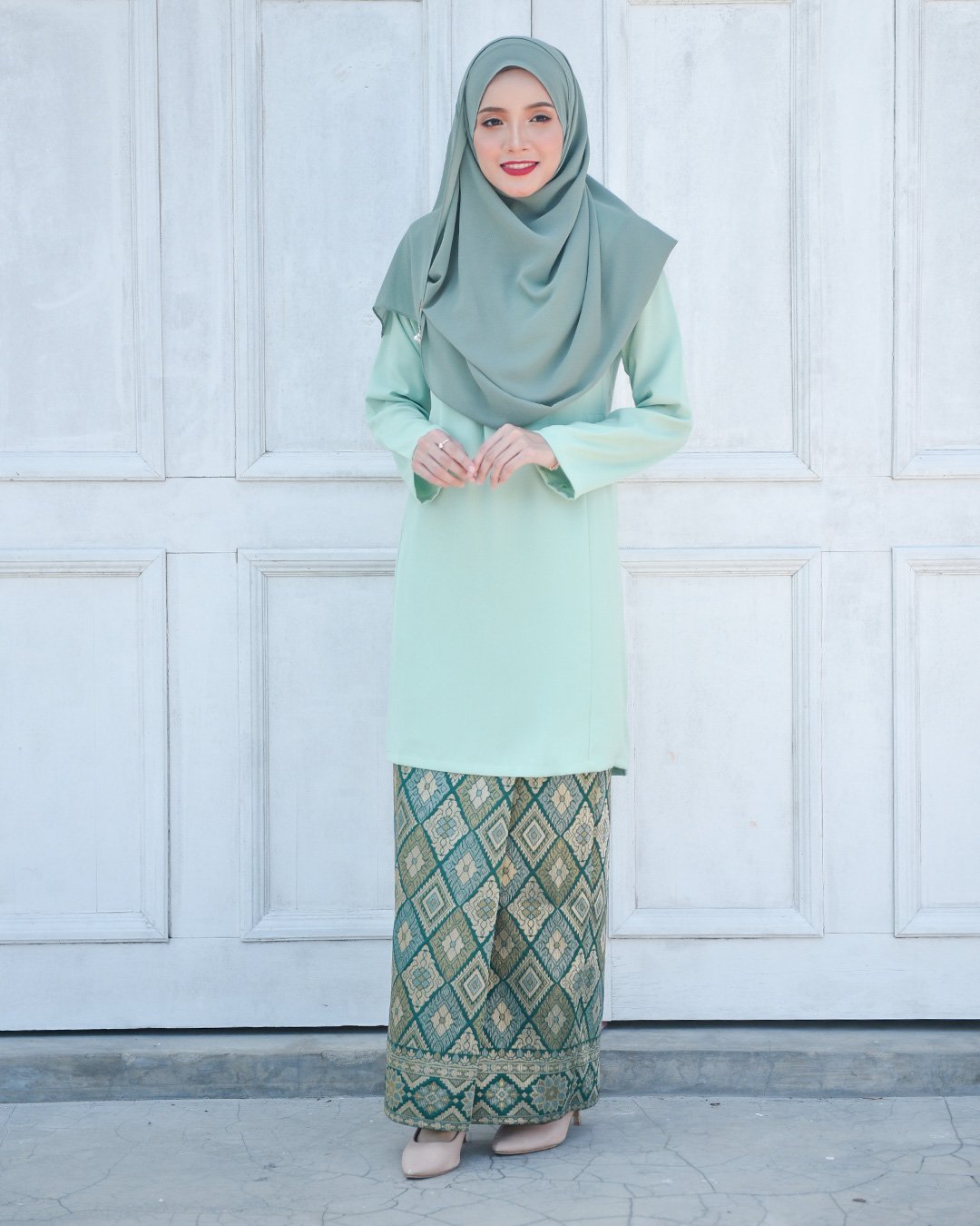 Baju Kurung Riau Pahang Songket Azneem - Herbs Green