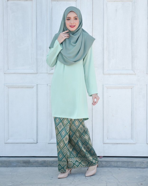 Baju Kurung Riau Pahang Songket Azneem - Herbs Green
