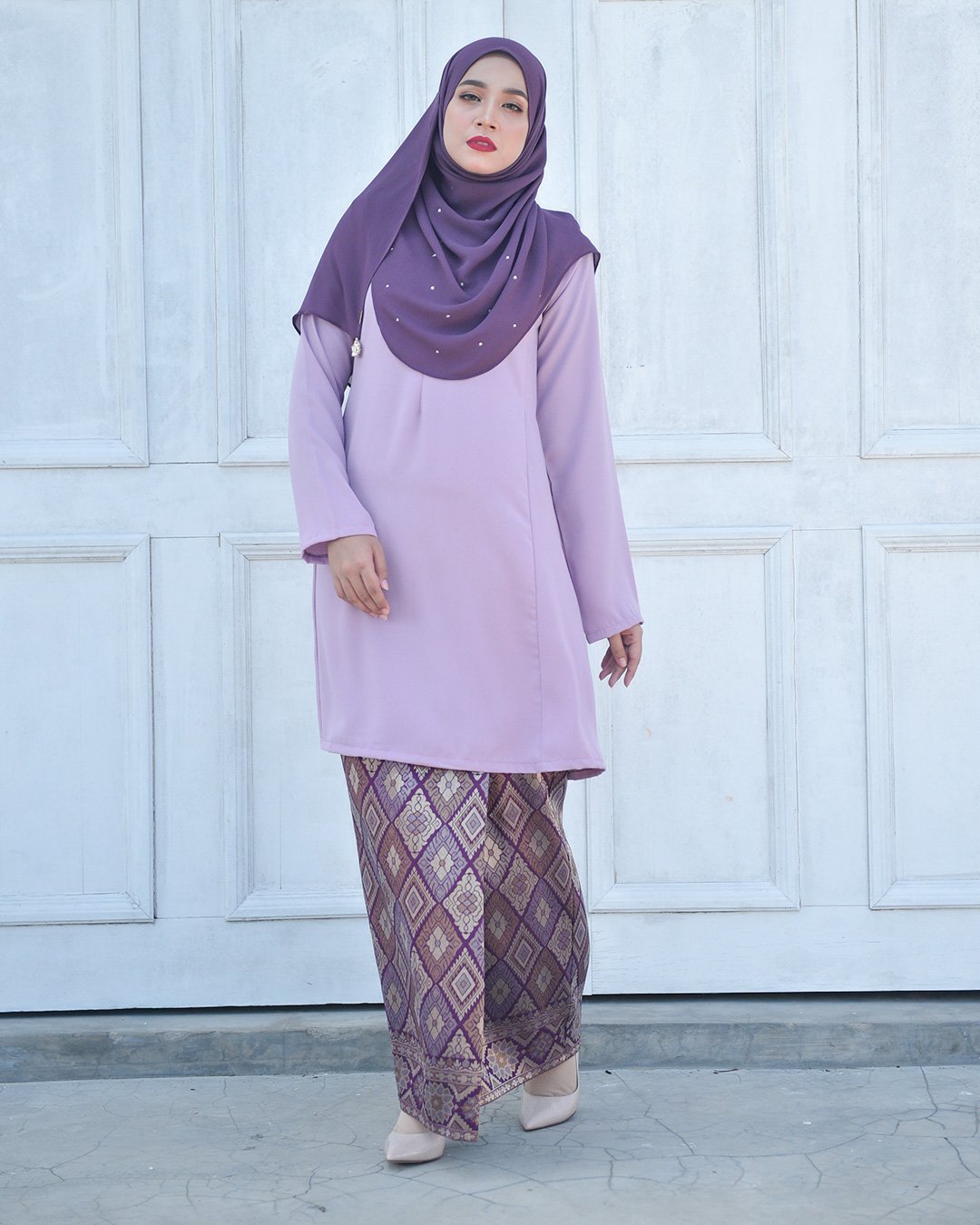 Baju Kurung Riau Pahang Songket Azneem - Lilac Purple