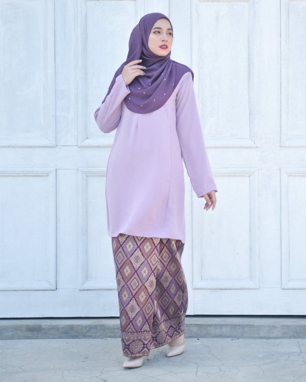 Baju Kurung Riau Pahang Songket Azneem - Lilac Purple