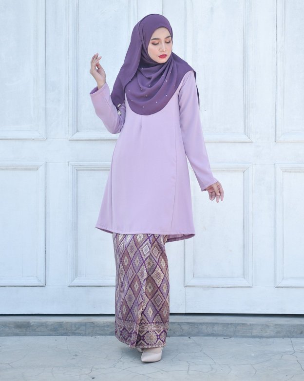 Baju Kurung Riau Pahang Songket Azneem - Lilac Purple