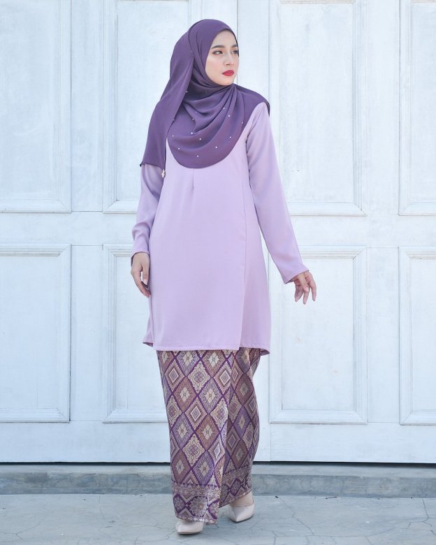 Baju Kurung Riau Pahang Songket Azneem - Lilac Purple