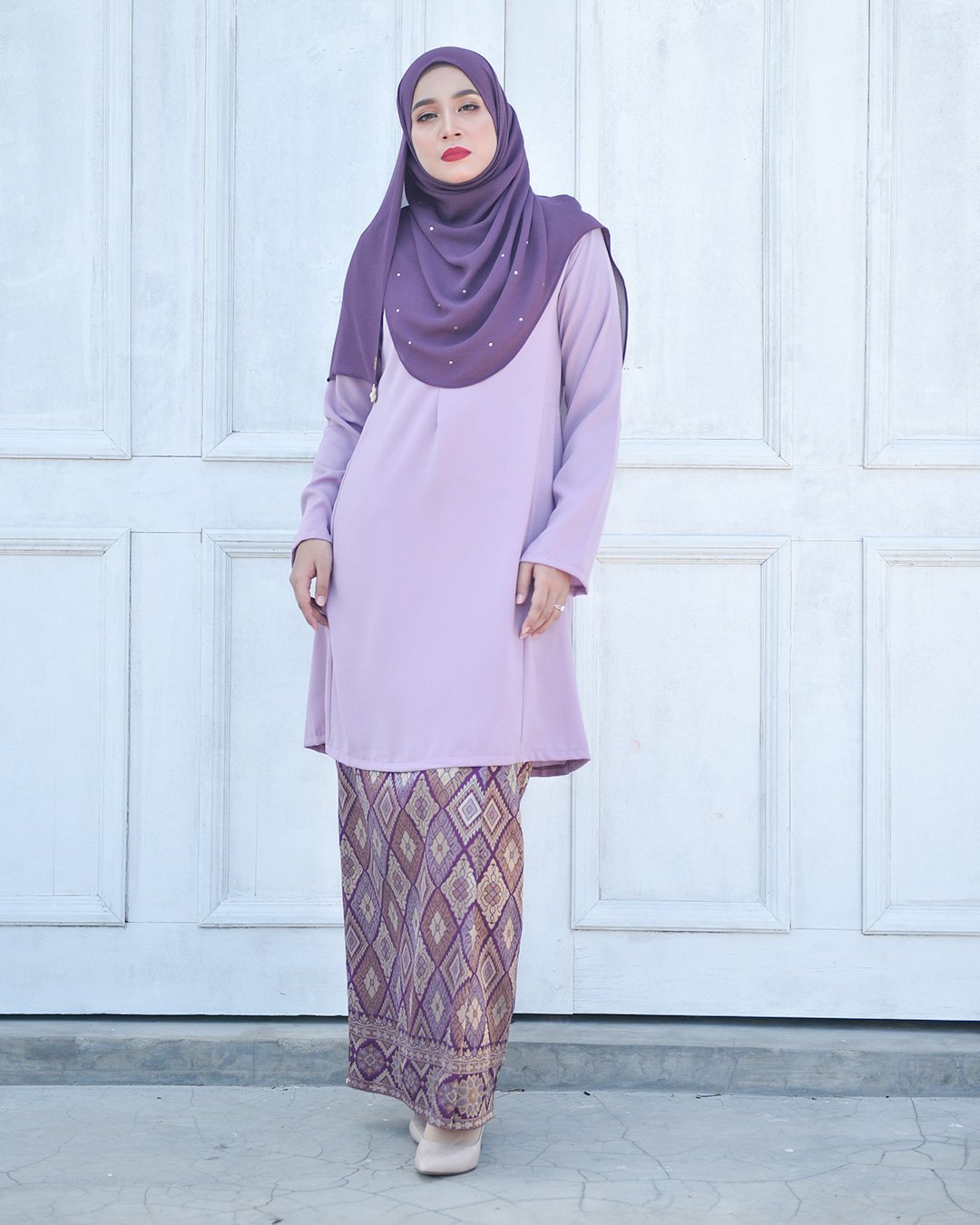 Baju Kurung Riau Pahang Songket Azneem - Lilac Purple