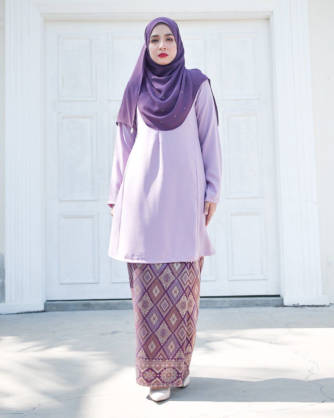 Baju Kurung Riau Pahang Songket Azneem - Lilac Purple