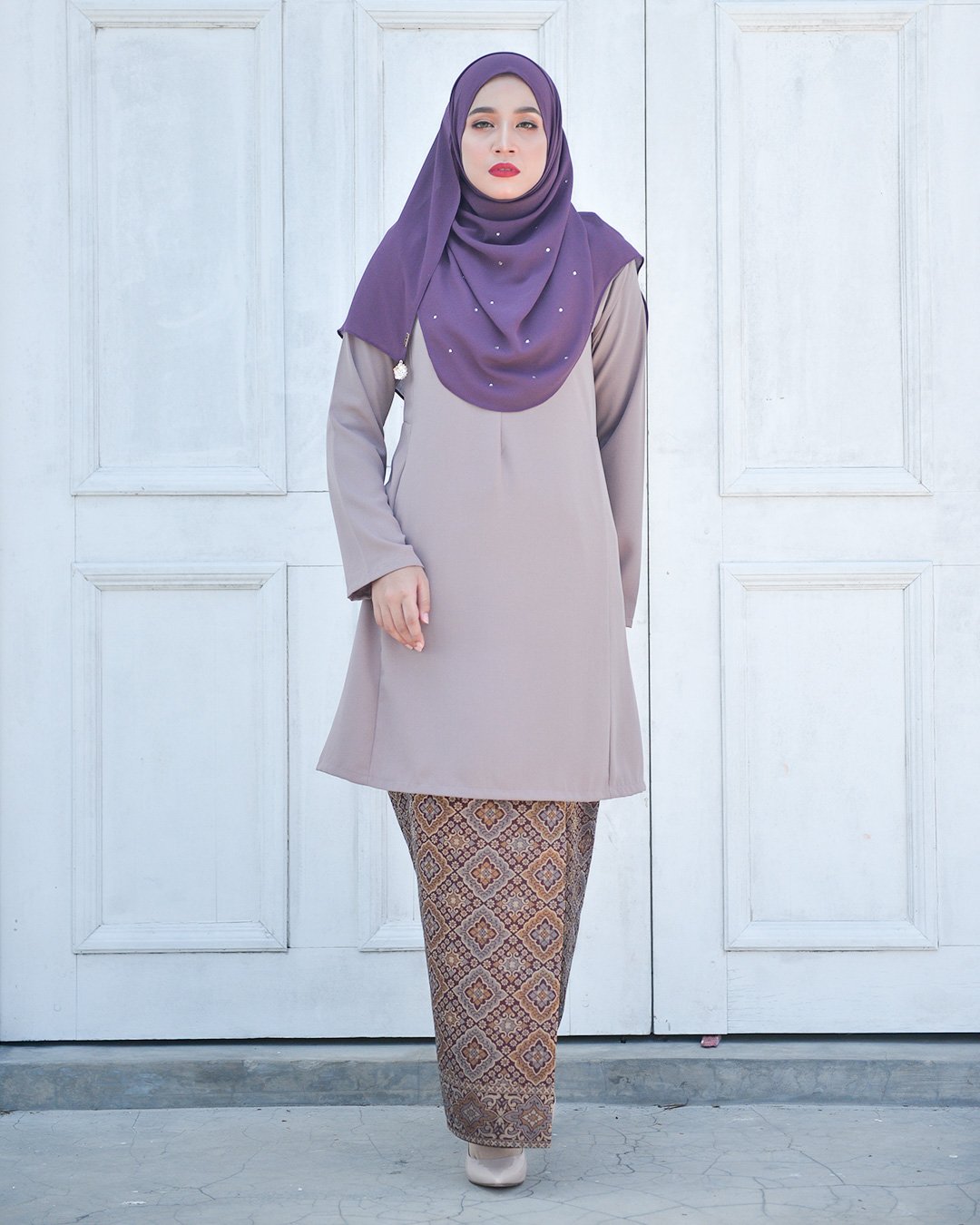 Baju Kurung Riau Pahang Songket Azneem - Mauve Purple