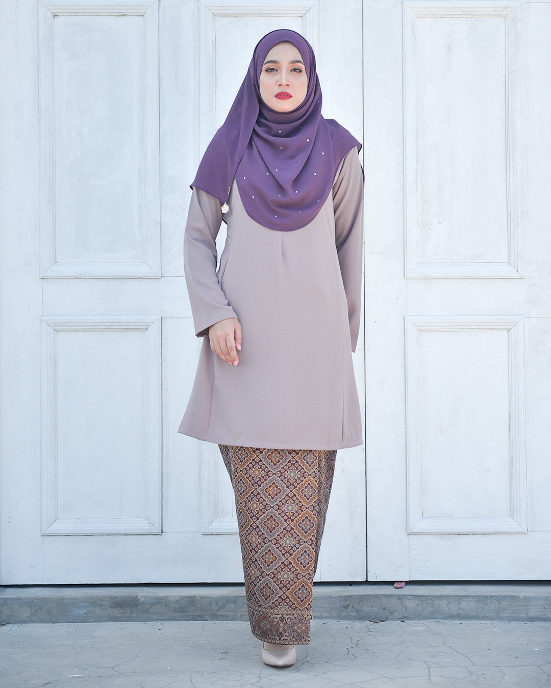 Baju Kurung Riau Pahang Songket Azneem - Mauve Purple